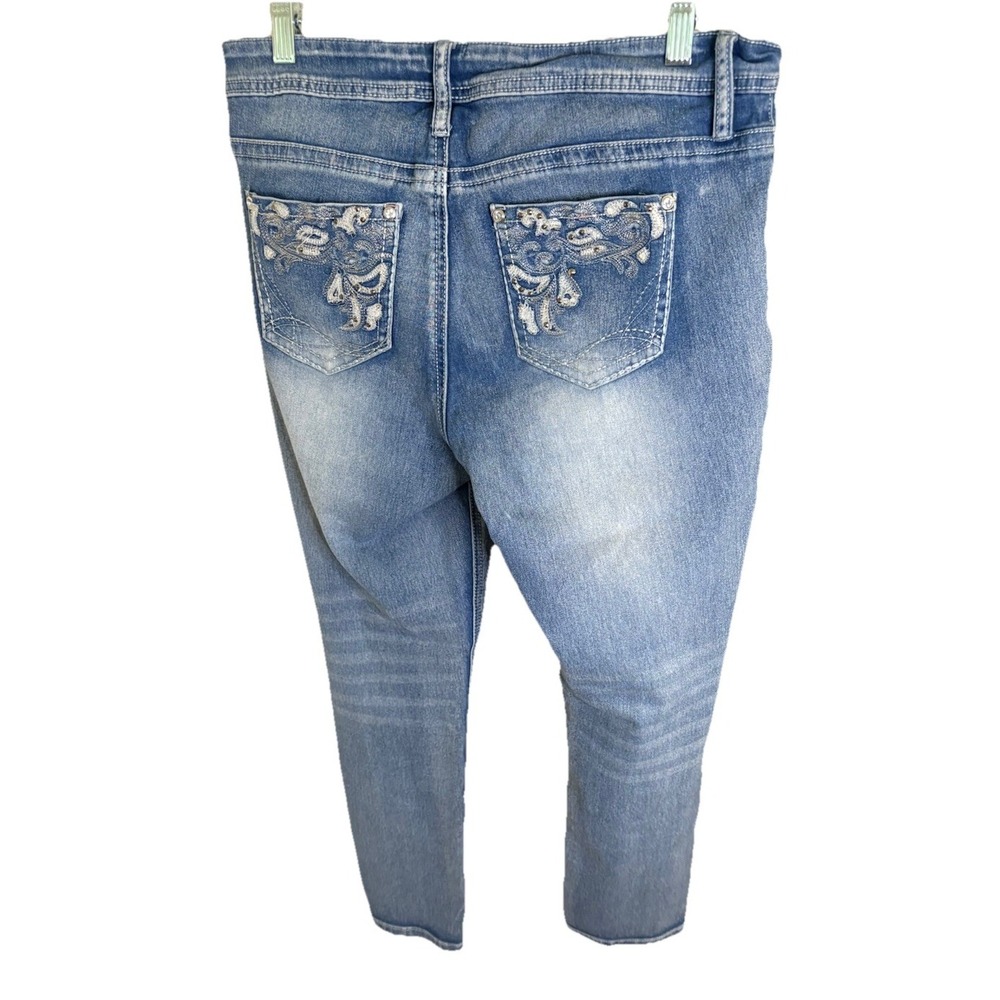 Hydraulic Jeans Womens 12 Nolita Embroidered Embellished Denim Umbre‎ Blue - Picture 2 of 10